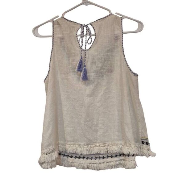 Max Studio Women's White, Blue & Red Floral Embroidered Cotton Tank Top NEW - Picture 7 of 10